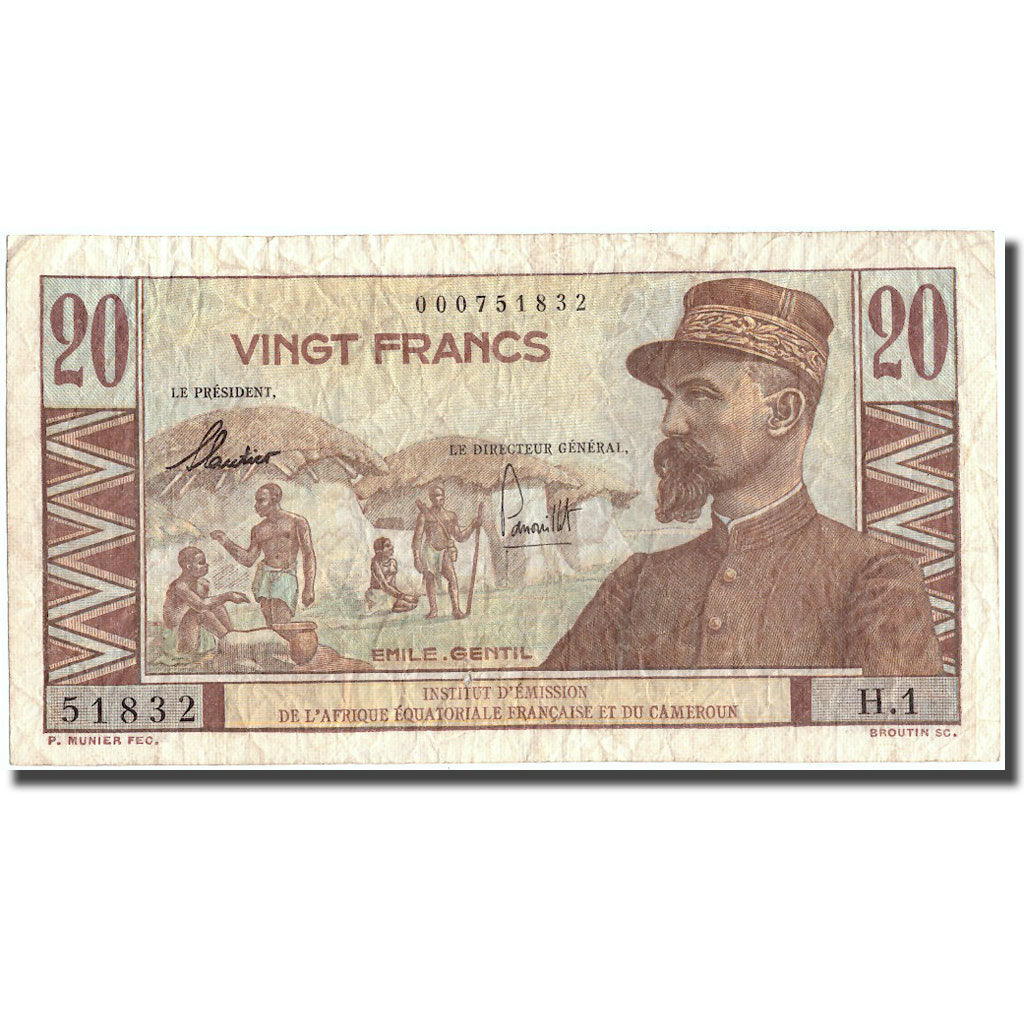 Geldschein, Französisch-Äquatorialafrika, 20 Francs, undated (1957), KM:30, S