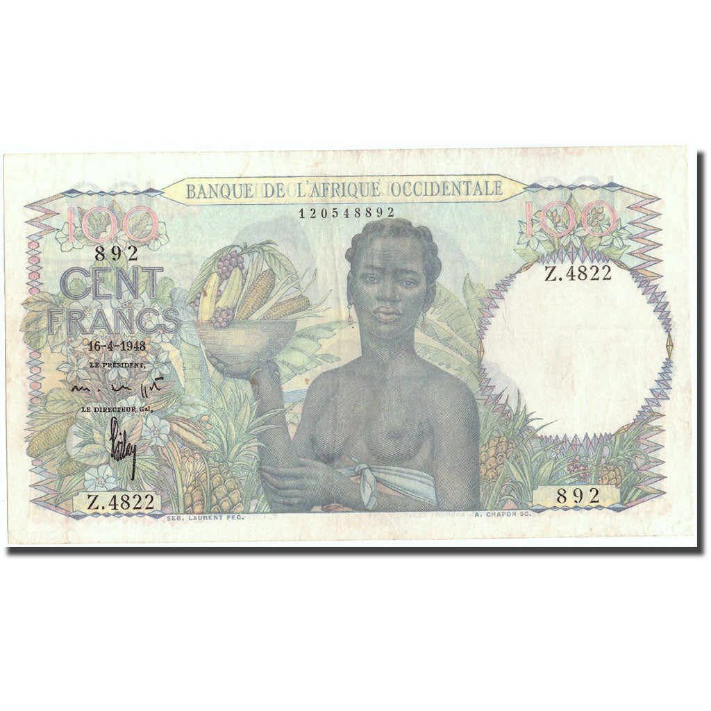 Biljet, Frans West Afrika, 100 Francs, 1948, 1948-04-16, KM:40, SUP