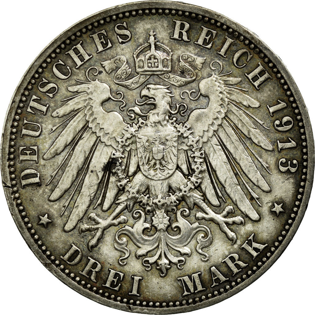 Coin, German States, SAXONY-ALBERTINE, Friedrich August III, 3 Mark, 1913