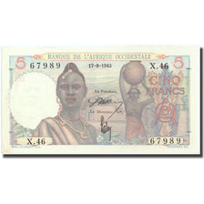Billete, 5 Francs, 1943, África oriental francesa, 1943-08-17, KM:36, EBC