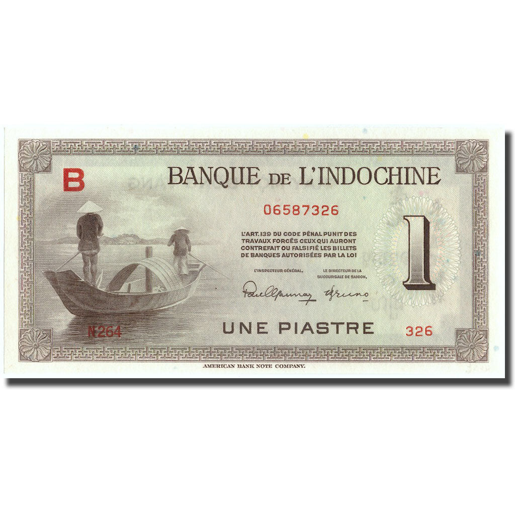 Banknote, FRENCH INDO-CHINA, 1 Piastre, undated (1945), KM:76a, UNC(65-70)