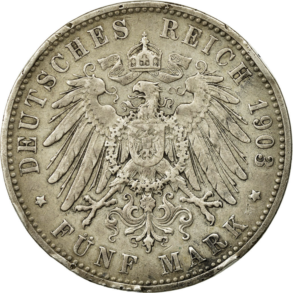 Coin, German States, WURTTEMBERG, Wilhelm II, 5 Mark, 1903, Freudenstadt