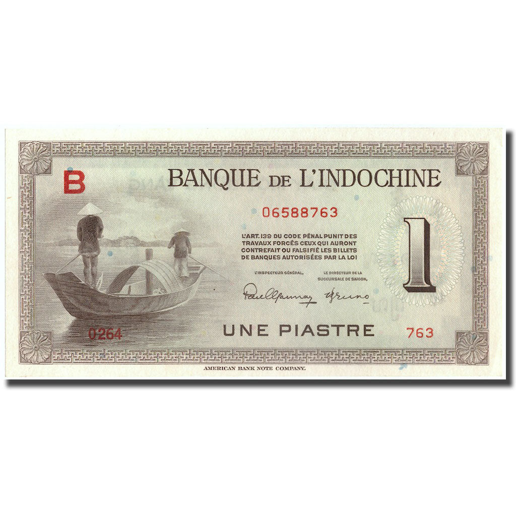 Banknote, FRENCH INDO-CHINA, 1 Piastre, undated (1945), KM:76a, UNC(65-70)