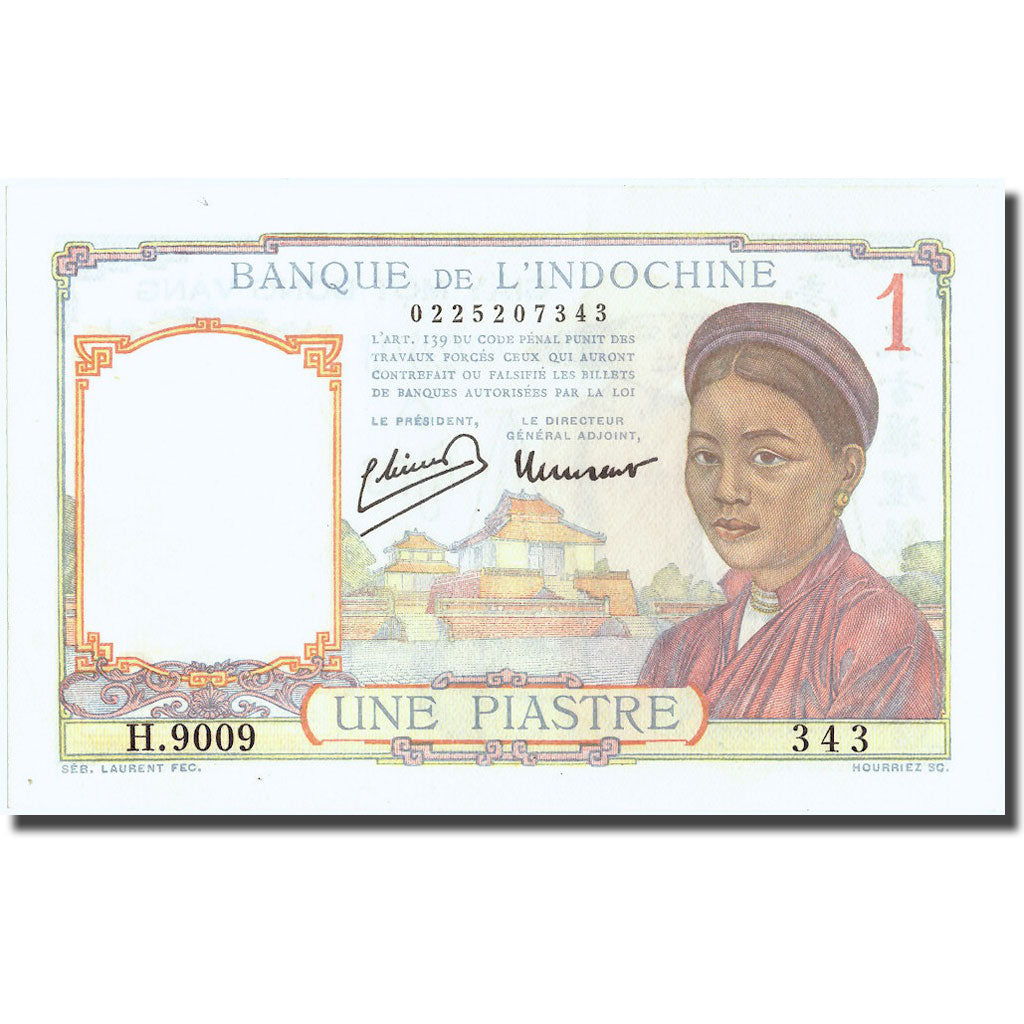 Banknote, FRENCH INDO-CHINA, 1 Piastre, Undated (1946), KM:54c, UNC(64)