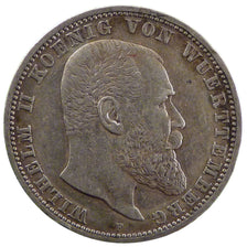 GERMAN STATES, 5 Mark, 1907, Freudenstadt, KM #632, AU(50-53), Silver, 38, 27.60