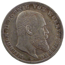Wilhelm II, Allemagne, Wurttemberg,  5 Mark