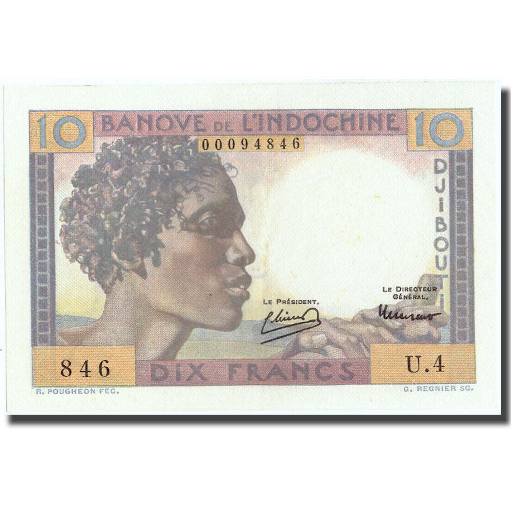 Banknote, French Somaliland, 10 Francs, Undated (1946), KM:19, UNC(63)
