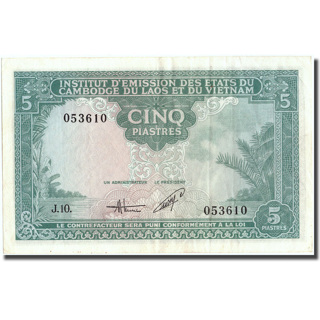 Banconote, INDOCINA FRANCESE, 5 Piastres = 5 Dong, KM:106, BB