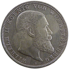 Wilhelm II, Allemagne, Wurttemberg,  5 Mark