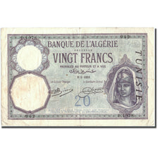 Banknote, Tunisia, 20 Francs, 1921, 1921-05-09, KM:6b, EF(40-45)