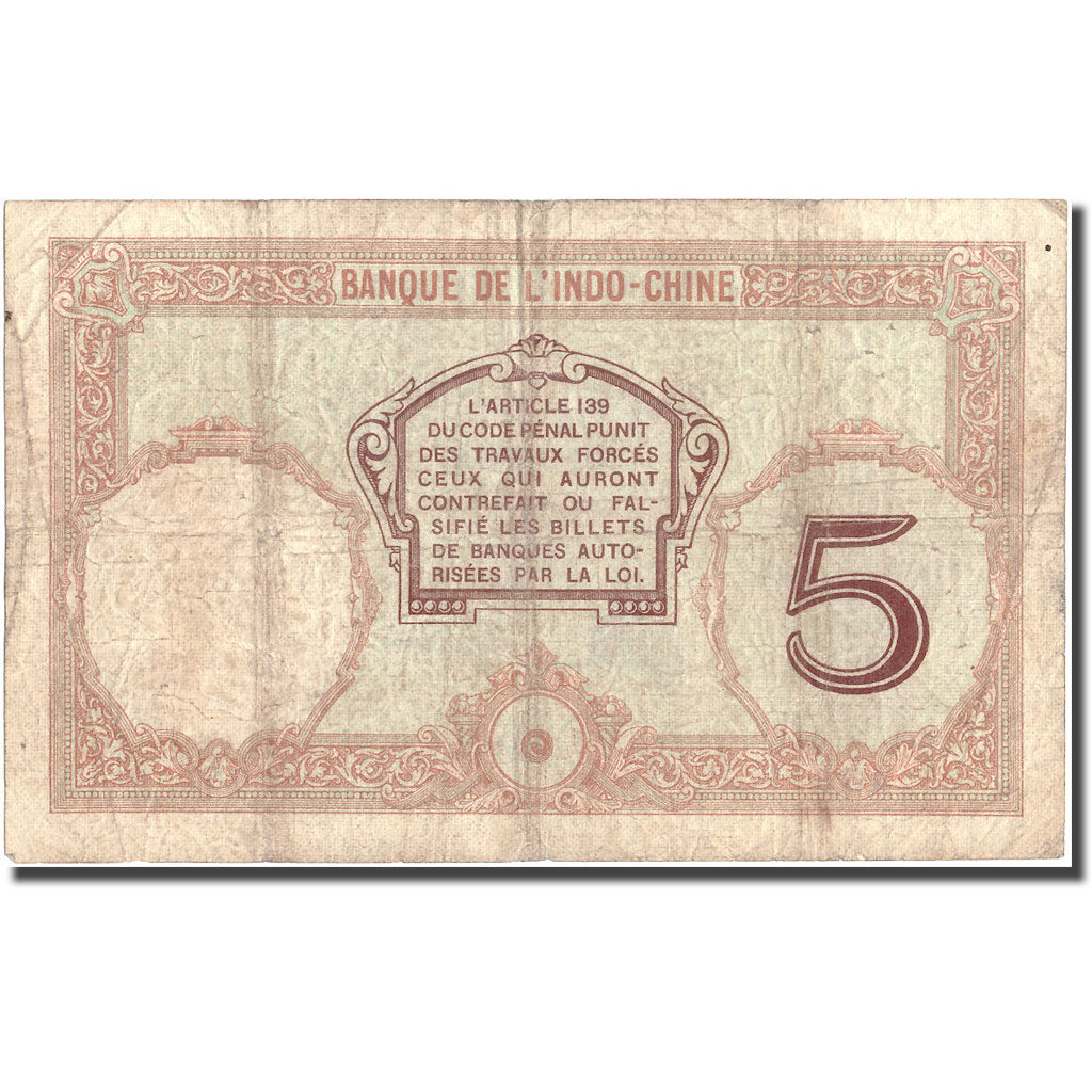 Banknote, New Caledonia, 5 Francs, KM:36b, VF(20-25)