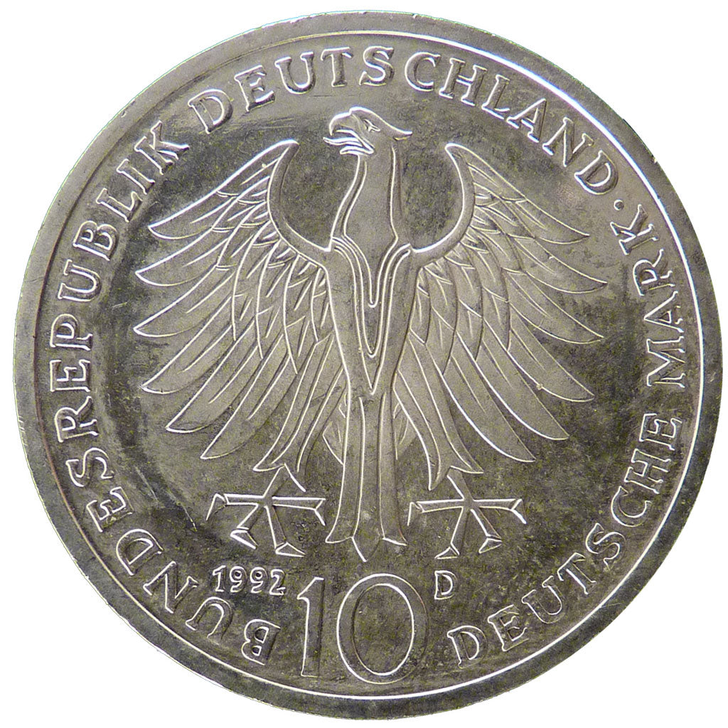 GERMANY - FEDERAL REPUBLIC, 10 Deutschemark, 1992, Munich, KM #179, MS(65-70),..