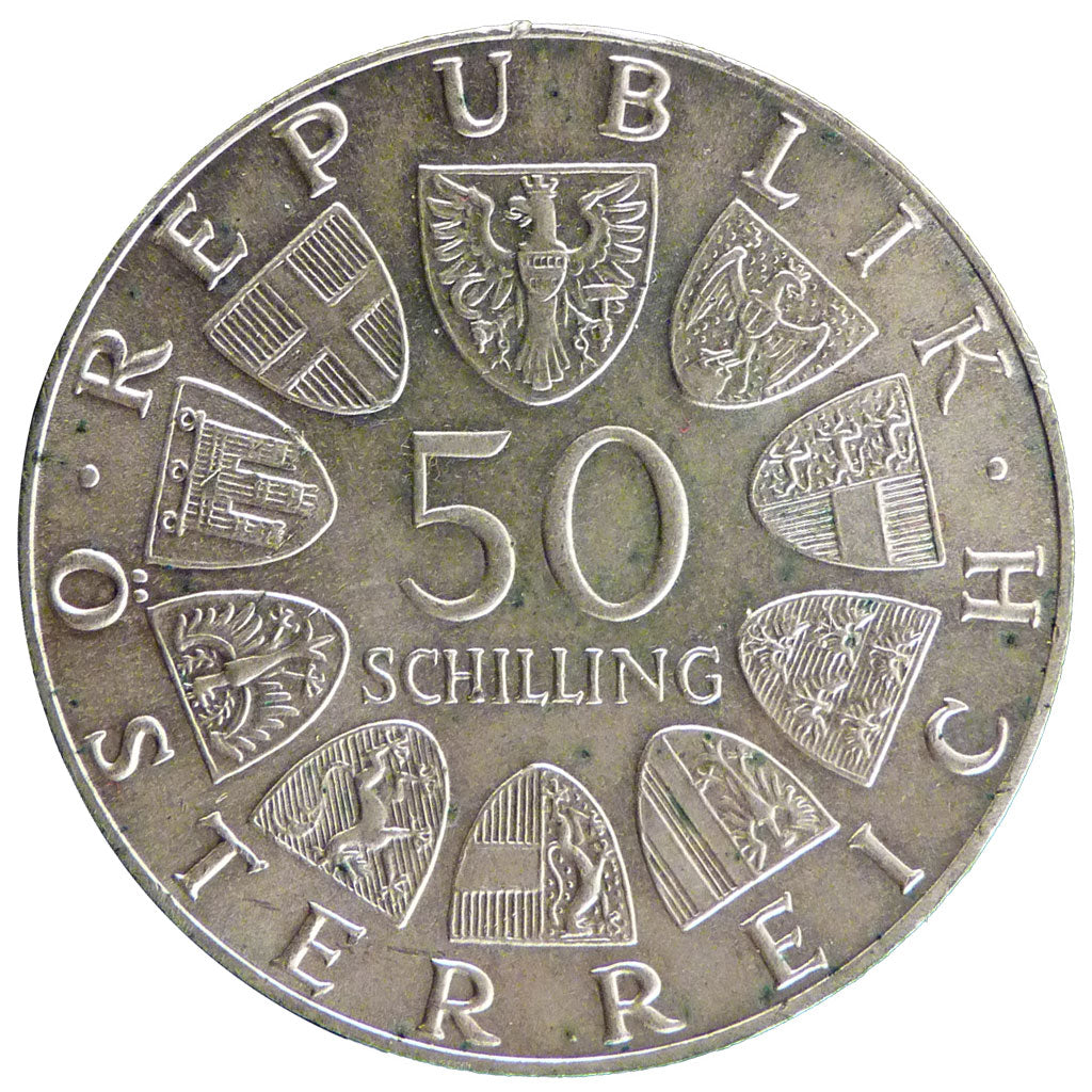 Austria, 50 Schilling, 1974, KM #2919, MS(60-62), Silver, 34, 20.00