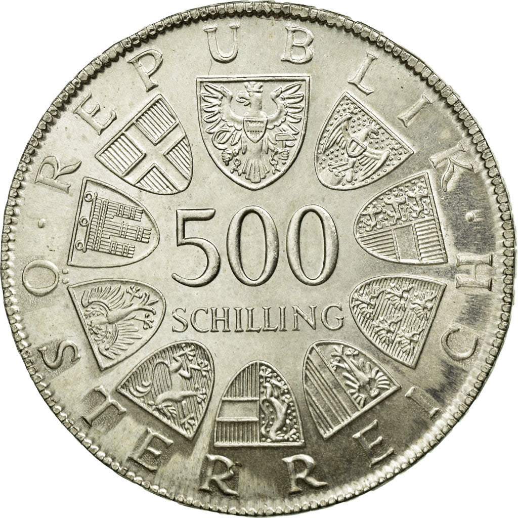 Coin, Austria, 500 Schilling, 1980, MS(60-62), Silver, KM:2948