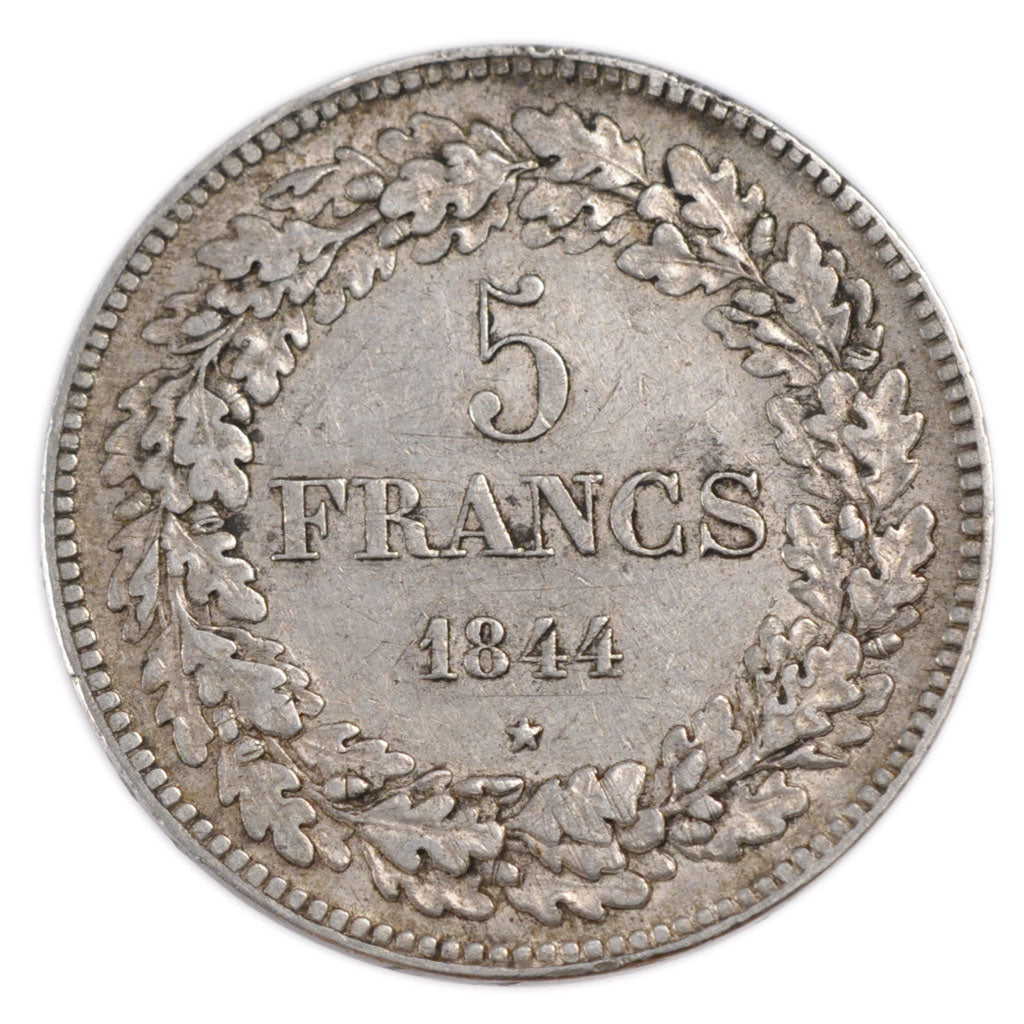 Belgium, 5 Francs, 1844, EF(40-45), Silver, 24.90