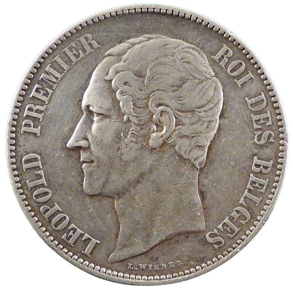 BELGIUM, 5 Francs, 5 Frank, 1849, KM #17, EF(40-45), Silver, 24.80