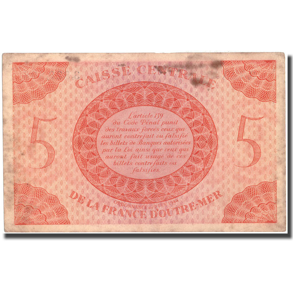Banknote, French Equatorial Africa, 5 Francs, 1944, 1944-02-02, KM:15e