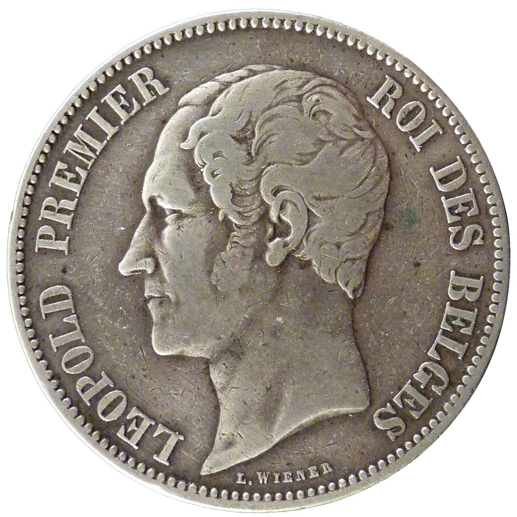 BELGIUM, 5 Francs, 5 Frank, 1850, KM #17, VF(30-35), Silver, 24.70