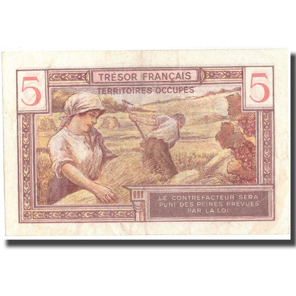 França, 5 Francs, 1947 French Treasury, AU(50-53), Fayette:VF29.1, KM:M6a
