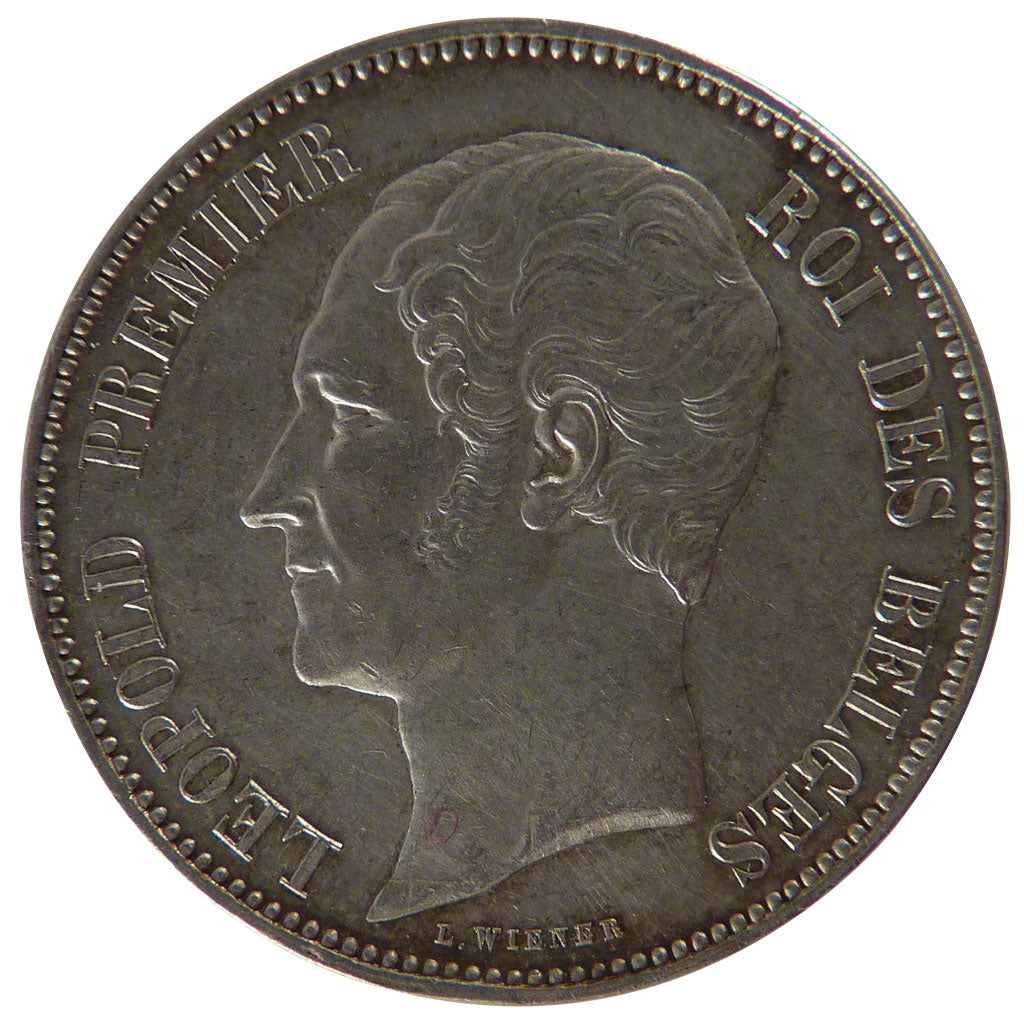 BELGIUM, 5 Francs, 5 Frank, 1851, KM #17, AU(55-58), Silver, 24.90