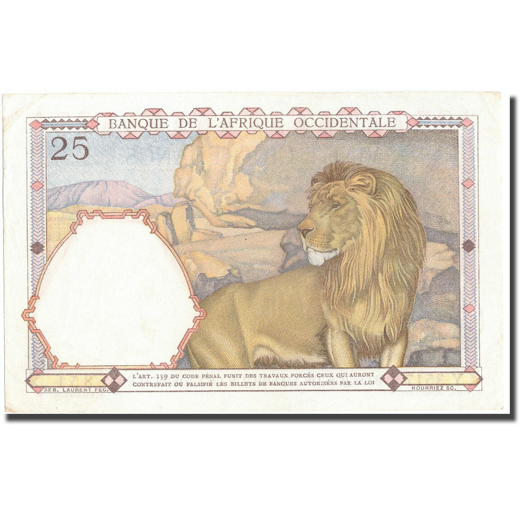 Billete, 25 Francs, 1942, África oriental francesa, 1942-10-01, KM:27, EBC