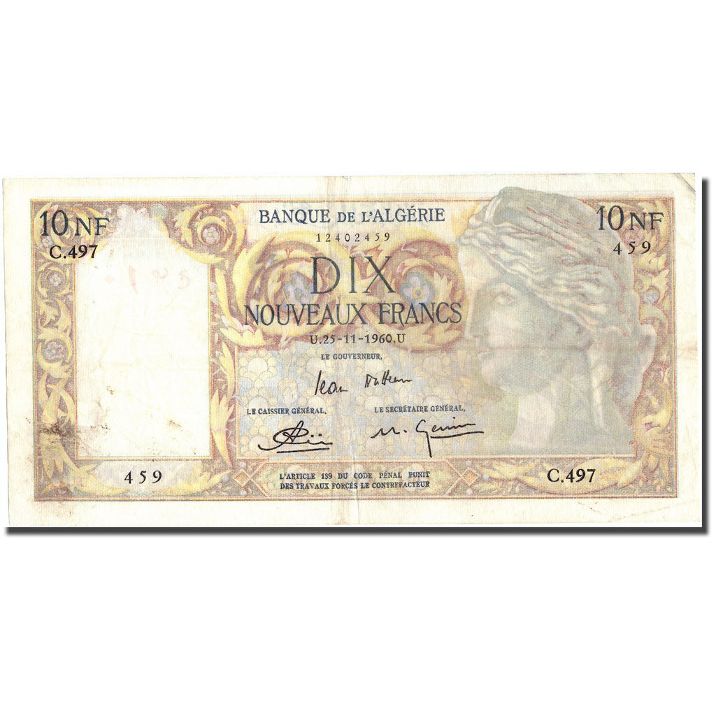 Geldschein, Algeria, 10 Nouveaux Francs, 1960, 1960-11-25, KM:119a, SS