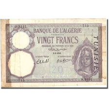 Banknote, Tunisia, 20 Francs, 1941, 1941-05-05, KM:6b, VF(30-35)