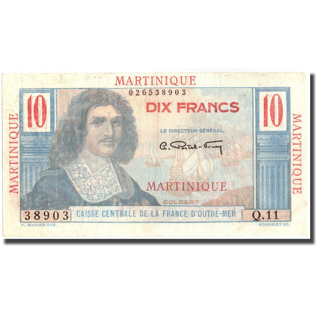 Martinique, 10 Francs, Colbert, BB, KM:28