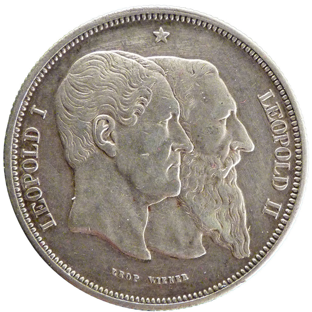 Belgium, 5 Francs, 1880, KM #M 9, EF(40-45), Silver, 24.90