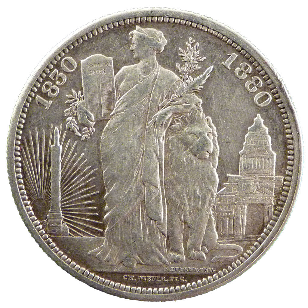 Belgium, 5 Francs, 1880, KM #M 9, EF(40-45), Silver, 24.90