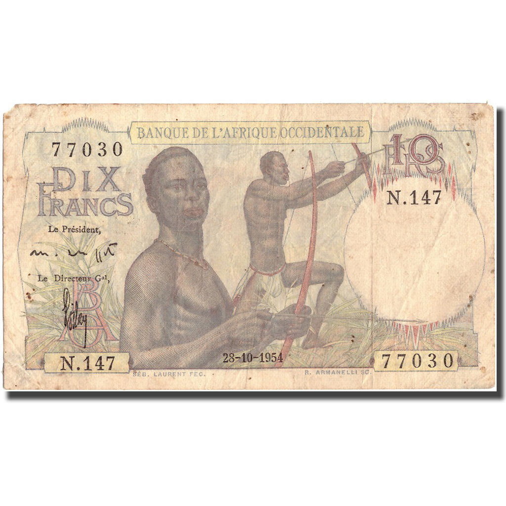 Billete, 10 Francs, 1954, África oriental francesa, 1954-10-28, KM:37, RC+