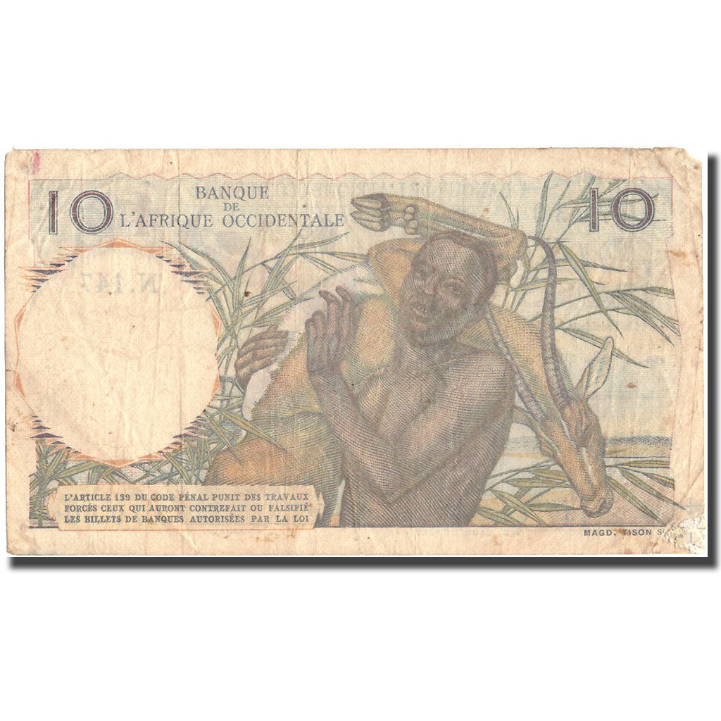 Billete, 10 Francs, 1954, África oriental francesa, 1954-10-28, KM:37, RC+
