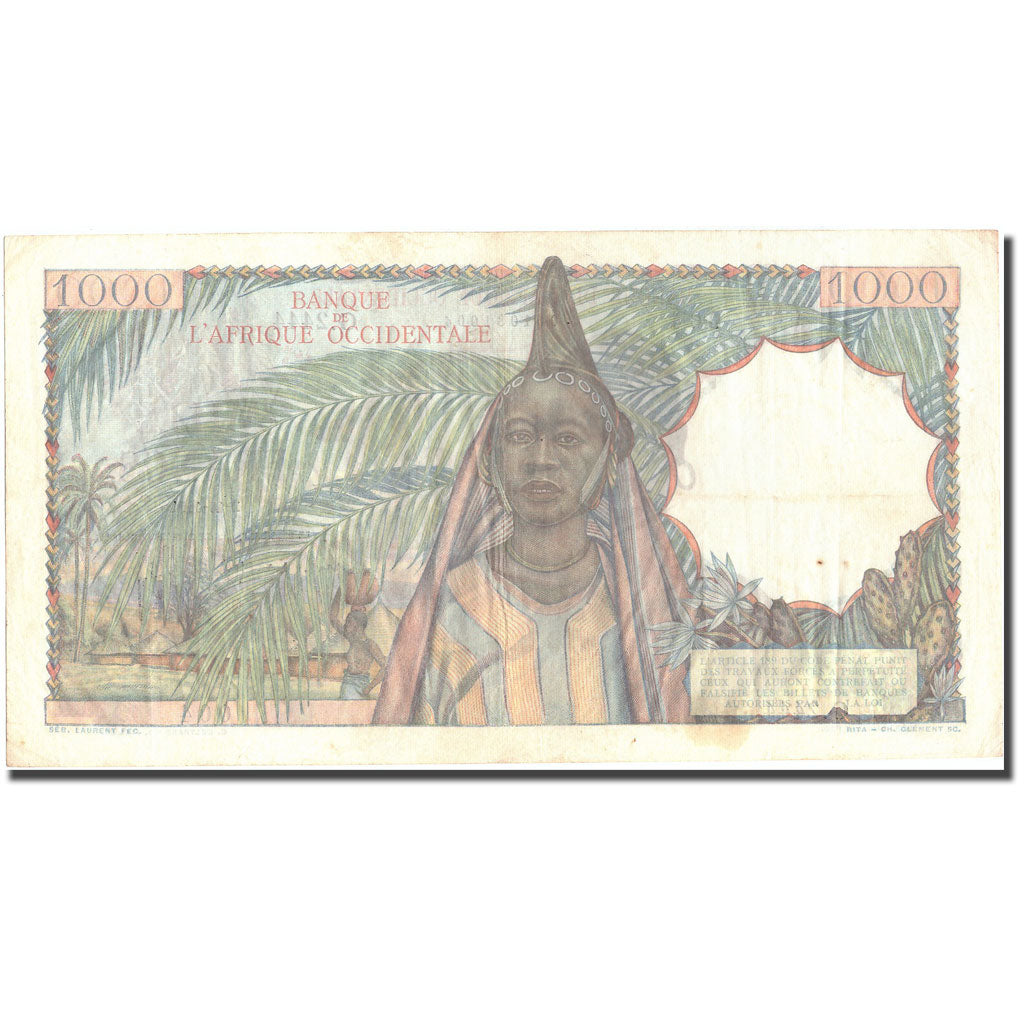 Biljet, Frans West Afrika, 1000 Francs, 1951, 1951-10-02, KM:42, TTB