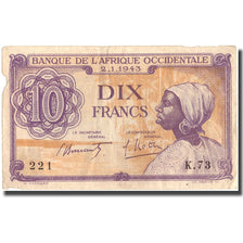 Banknote, French West Africa, 10 Francs, 1943, 1943-01-02, KM:29, VF(20-25)