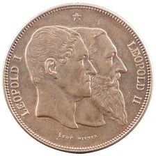 Belgium, 5 Francs, 1880, KM #M 9a, MS(60-62), Copper, 25.00