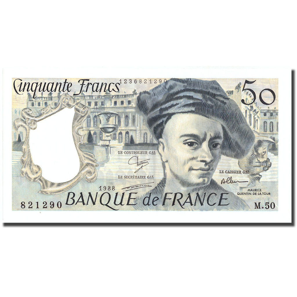 France, 50 Francs, Quentin de La Tour, 1988, 1988, SPL, Fayette:67.14, KM:152d