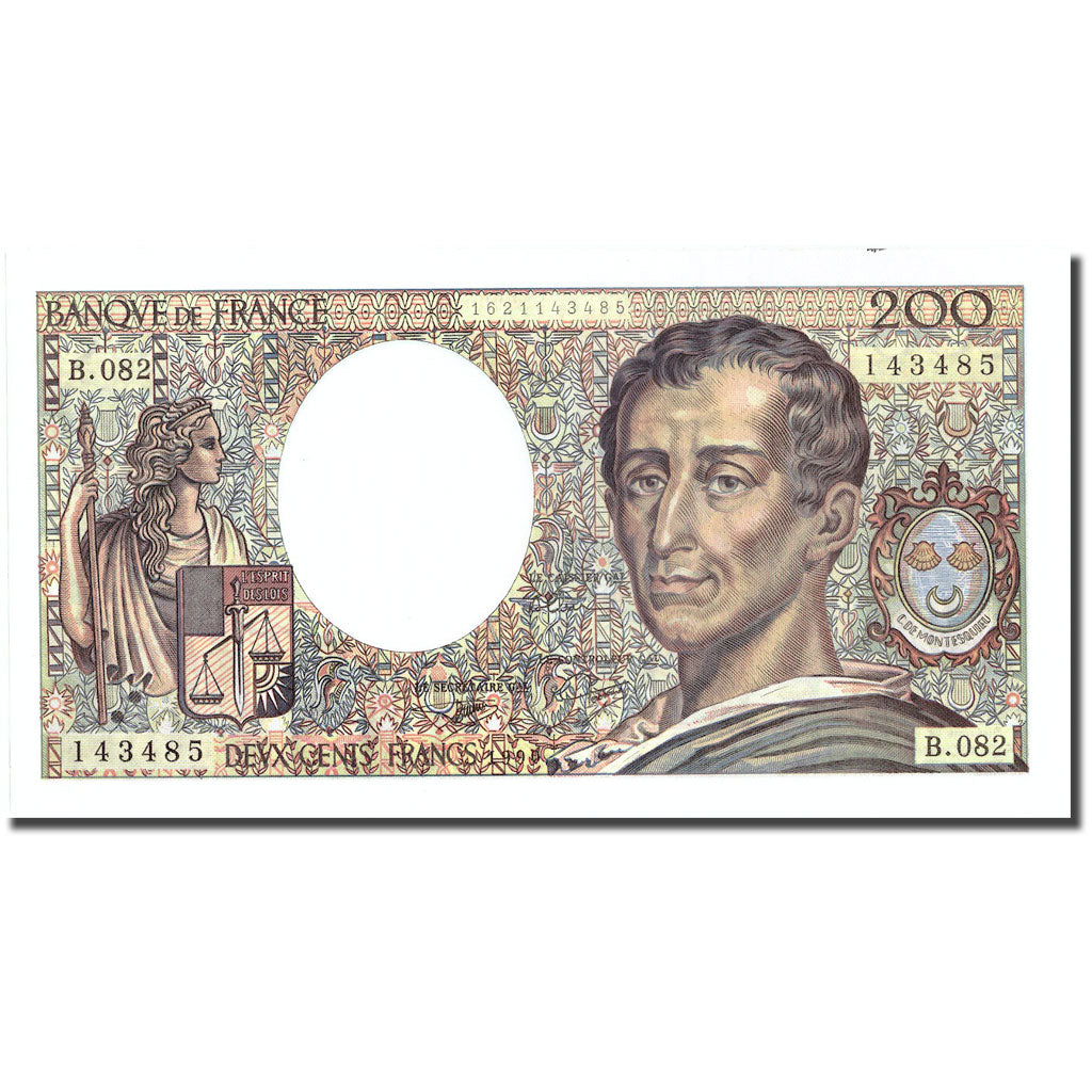 France, 200 Francs, Montesquieu, 1990, 1990, UNC(63), Fayette:70.10a, KM:155d