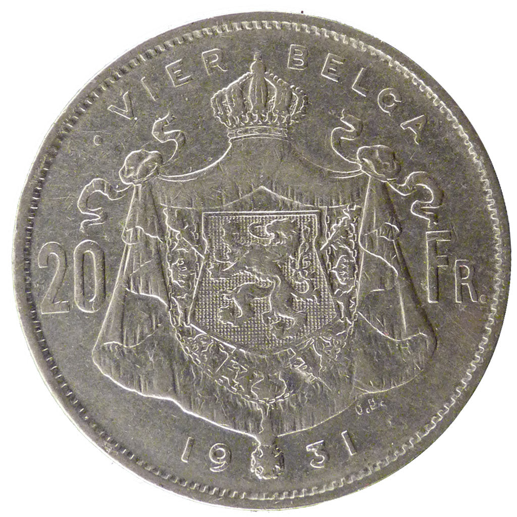 Albert I, Belgique, 20 Francs/4 Belgas