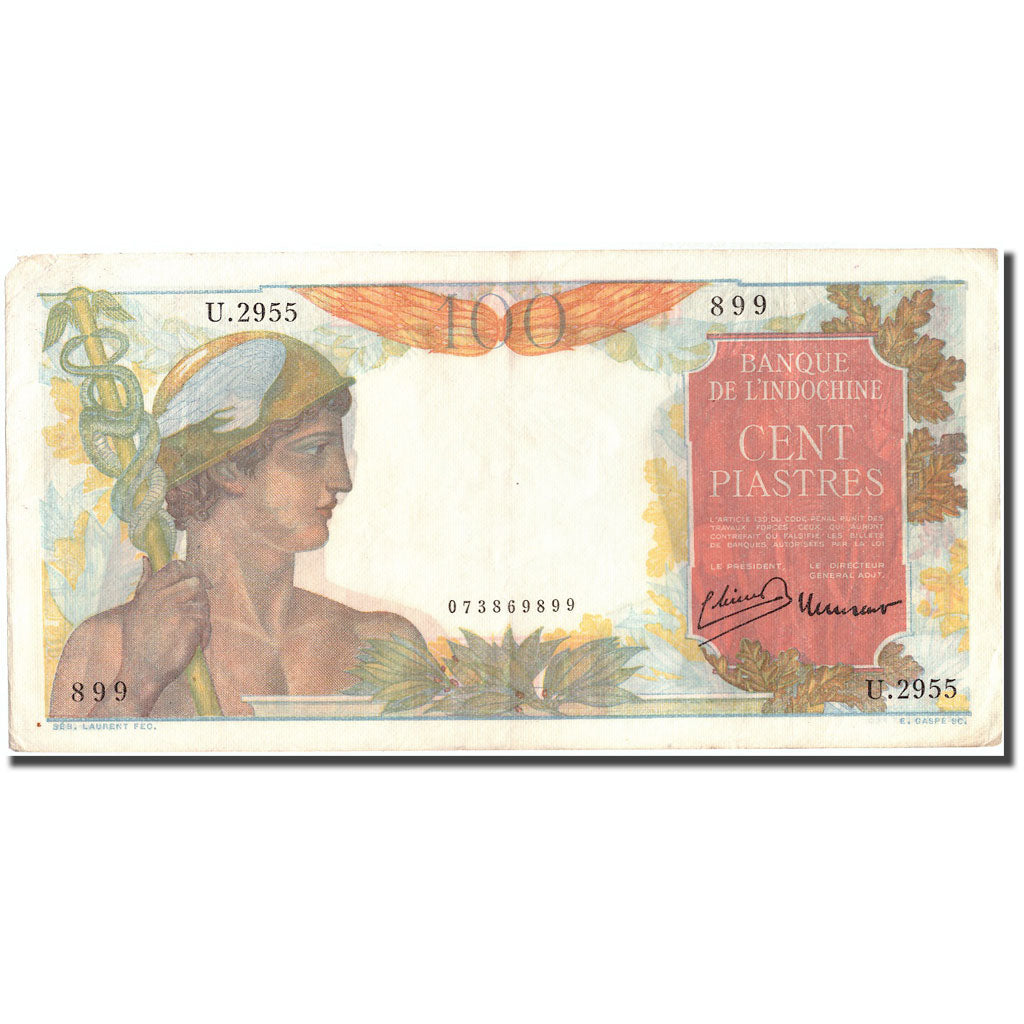 Banknote, FRENCH INDO-CHINA, 100 Piastres, KM:82b, AU(50-53)