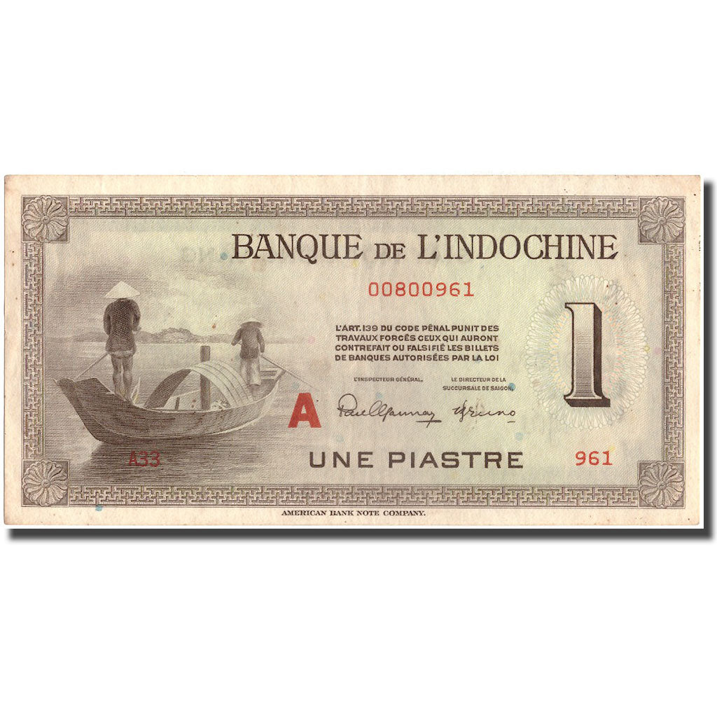 Banknote, FRENCH INDO-CHINA, 1 Piastre, KM:76b, AU(50-53)