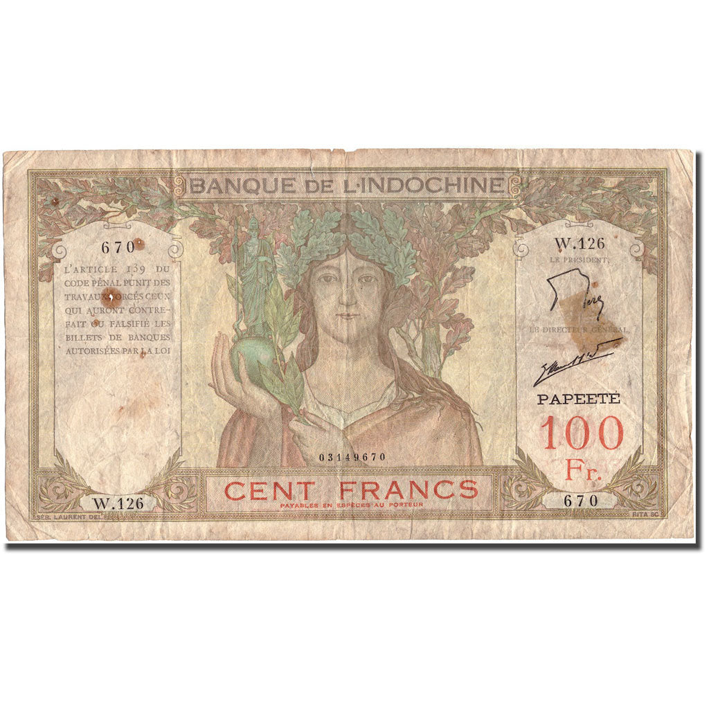 Geldschein, Indochina, 100 Francs, SGE+