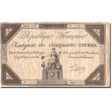 France, 50 Livres, 1792, Fouquet, 1792-12-14, TB+, KM:A72