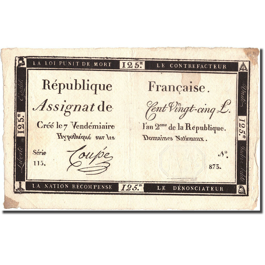 France, 125 Livres, Coupé, VF(30-35), KM:A74