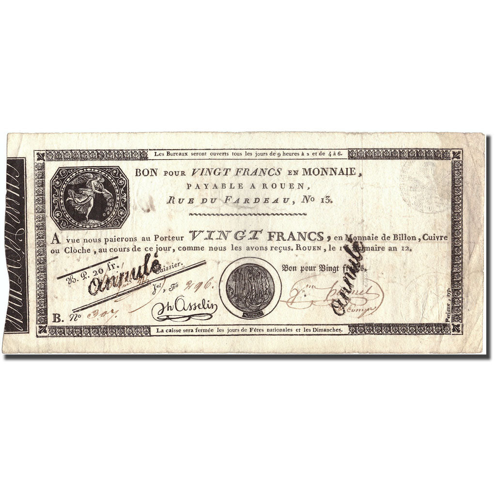 France, 20 Francs, 1803, 1803-11-23, TTB, KM:S245b
