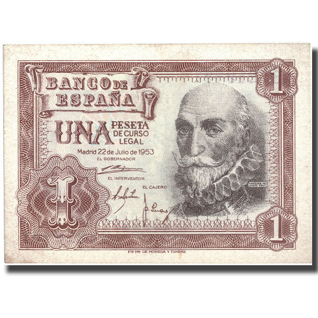 Billet, Espagne, 1 Peseta, 1953, 1953-07-22, KM:144a, TTB+