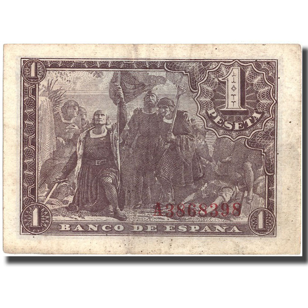 Banknote, Spain, 1 Peseta, 1943, 1943-05-21, KM:126a, EF(40-45)