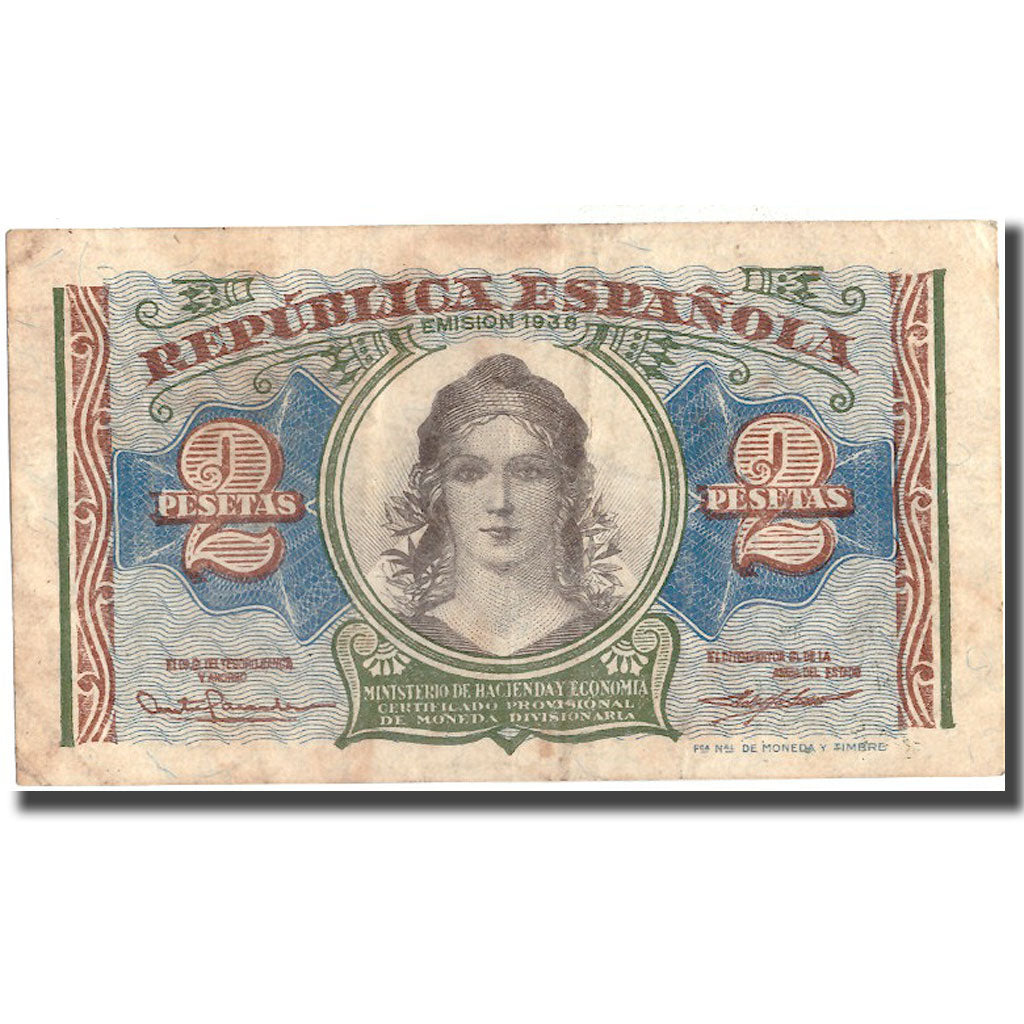 Banknote, Spain, 2 Pesetas, 1938, 1938, KM:95, VF(30-35)