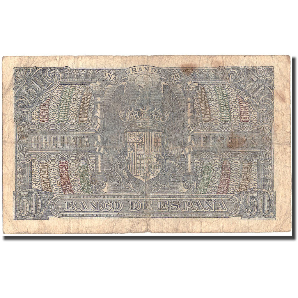 Banknote, Spain, 50 Pesetas, 1940, 1940-01-09, KM:117a, VF(20-25)