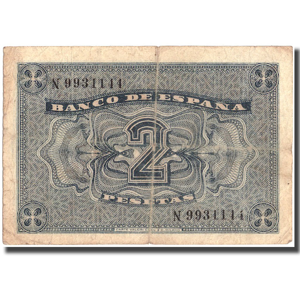 Banconote, Spagna, 2 Pesetas, 1938, 1938-04-30, KM:109a, BB