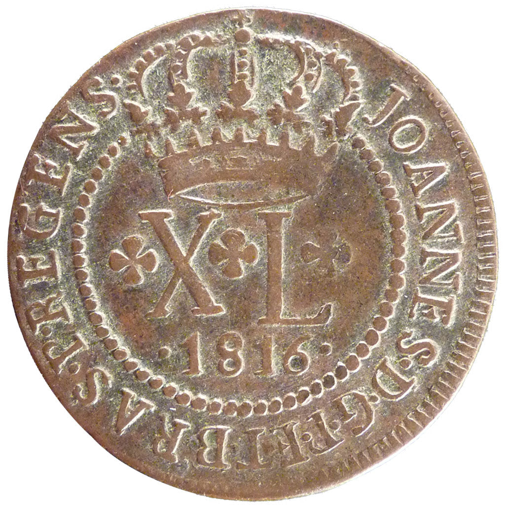 BRAZIL, 40 Reis, 1816, Rio de Janeiro, KM #234.3, EF(40-45), Copper, 36, 9.90